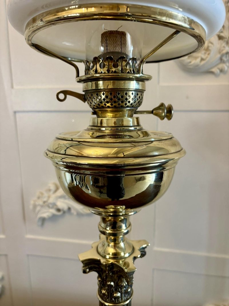 Antique Victorian Quality Brass Oil Lamp